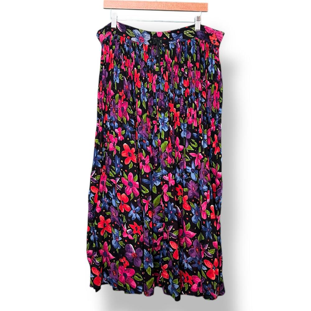 Vintage Express Floral Drawstring Maxi Skirt